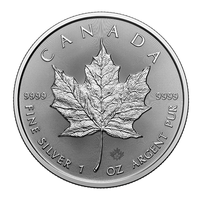 A picture of a 1 oz Silver Maple Leaf Coin (2024)